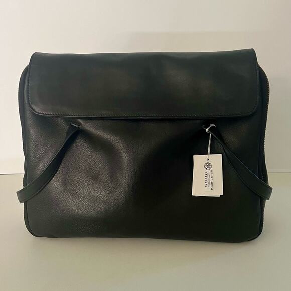 AMERICANA NWT Sharif by Americana | Black Leather Shoulder, Messenger Bag - Picture 1 of 13